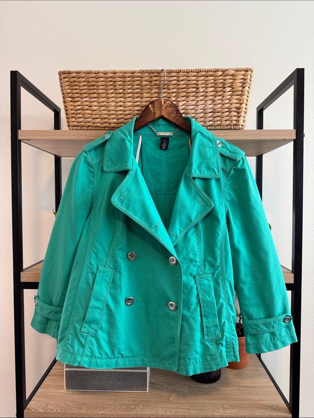 White House Black Market Jewel Green Woven Poplin Blazer, 8